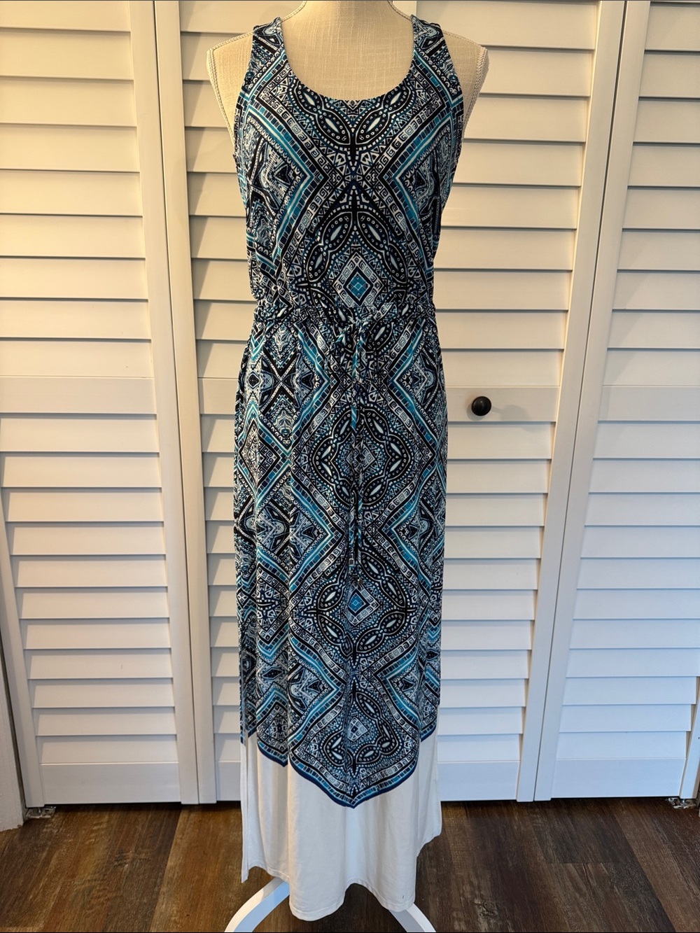 London Times Racerback Maxi Dress with Tie Waist